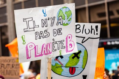French banner during ecological protest French banner during ecological protest